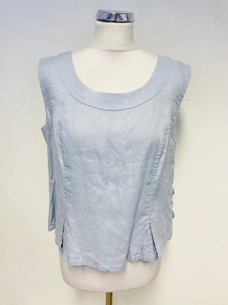 HOBBS LIGHT BLUE SLEEVELESS LINEN TOP SIZE 12 – Whispers Dress Agency