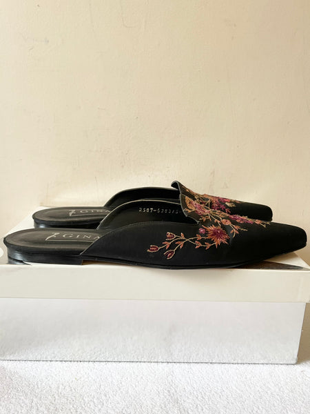 Black deals embroidered mules