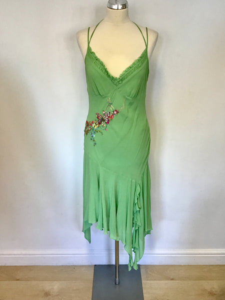 Karen millen green on sale silk wrap dress