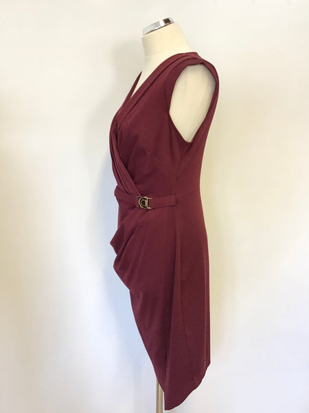 MICHELLE KEEGAN FOR LIPSY BURGUNDY WRAP STYLE PENCIL DRESS SIZE 14 – Whispers  Dress Agency