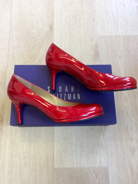 Stuart weitzman red patent leather pumps online