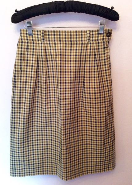 Aquascutum Beige Brown Blue Check Pencil Skirt Size 10