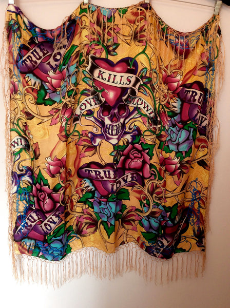 ED HARDY BY CHRISTIAN AUDIGIER PRINT SILK WRAP SCARF Whispers