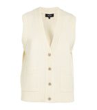 ME+EM CREAM V NECK WOOL & CASHMERE BLEND SLEEVELESS  SWEATER VEST SIZE S