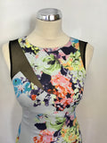 KAREN MILLEN PALE BLUE FLORAL PRINT PENCIL DRESS SIZE 10