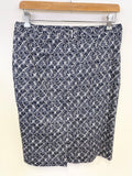 PURE COLLECTION NAVY & WHITE PRINT PENCIL SKIRT SIZE 12