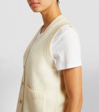 ME+EM CREAM V NECK WOOL & CASHMERE BLEND SLEEVELESS  SWEATER VEST SIZE S