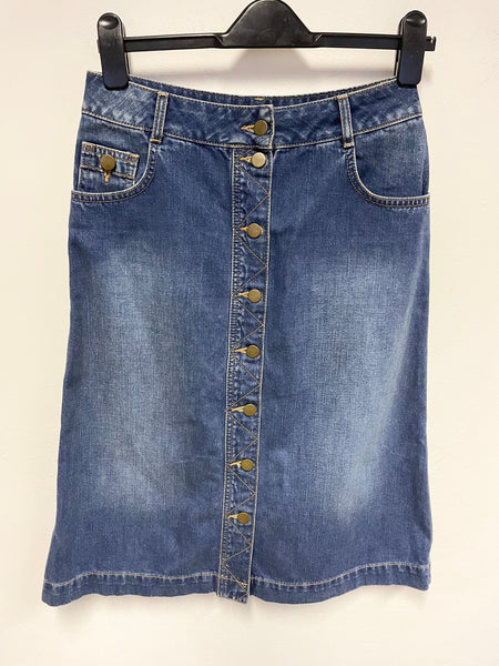 WHISTLES BLUE DENIM BUTTON FRONT SKIRT SIZE 10