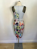 KAREN MILLEN PALE BLUE FLORAL PRINT PENCIL DRESS SIZE 10