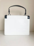 LK BENNETT WHITE & BLACK TRIM PATENT LEATHER TOP HANDLE BAG