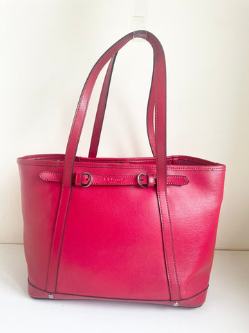 LK BENNETT RED LEATHER TOTE SHOULDER BAG