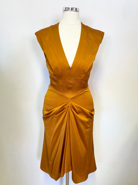 REISS OLGA MARIGOLD SLEEVELESS GATHERED SKIRT SHEATH DRESS SIZE 4