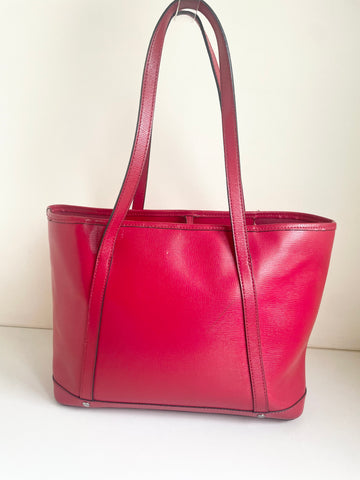 LK BENNETT RED LEATHER TOTE SHOULDER BAG