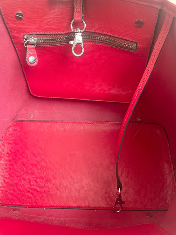 LK BENNETT RED LEATHER TOTE SHOULDER BAG