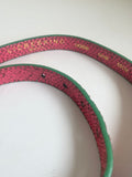 LIEBESKIND BERLIN CORAL & GREEN TRIM LEATHER SNAKESKIN BUCKLE BELT SIZE M / 85CMS