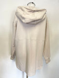 MAX MARA CREAM 100% COTTON ZIP FRONT HOODED SWEATSHIRT JACKET SIZE S