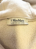 MAX MARA CREAM 100% COTTON ZIP FRONT HOODED SWEATSHIRT JACKET SIZE S