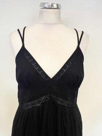 BRAND NEW ZARA BLACK COTTON SHOESTRING STRAP MAXI DRESS SIZE M