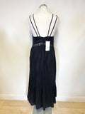 BRAND NEW ZARA BLACK COTTON SHOESTRING STRAP MAXI DRESS SIZE M