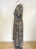 TED BAKER DEYJA MULTI COLOURED PRINT SHORT PUFF SLEEVE GRADUATED MIDI DRESS SIZE 2 UK 10/12