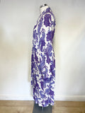 RIVER ISLAND PURPLE & WHITE PAISLEY PRINT LONG SLEEVED TIE FRONT MIDI DRESS SIZE 16