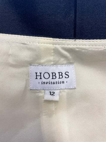 HOBBS INVITATION NAVY BLUE & IVORY SLEEVELESS PENCIL DRESS  SIZE 12