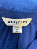 WHISTLES BLUE BUTTON FRONT 3/4 SLEEVE MIDI DRESS SIZE 10