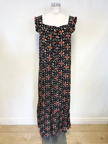 WHISTLES BLACK, RED & CREAM PRINT SLEEVELESS MAXI DRESS SIZE 16