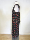 WHISTLES BLACK, RED & CREAM PRINT SLEEVELESS MAXI DRESS SIZE 16