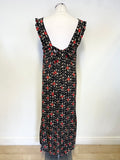 WHISTLES BLACK, RED & CREAM PRINT SLEEVELESS MAXI DRESS SIZE 16