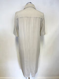 NAYA SHELL BEIGE COLLARED BUTTON UP SHORT SLEEVED SHIRT STYLE DRESS ONE SIZE APPROX M