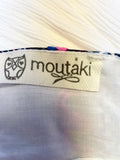 MOUTAKI WHITE EMBROIDERED TRIM BATWING SLEEVE MAXI/ BEACH DRESS ONE SIZE