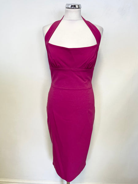 BRAND NEW DIVA RASPBERRY PINK HALTER NECK BODYCON DRESS SIZE L