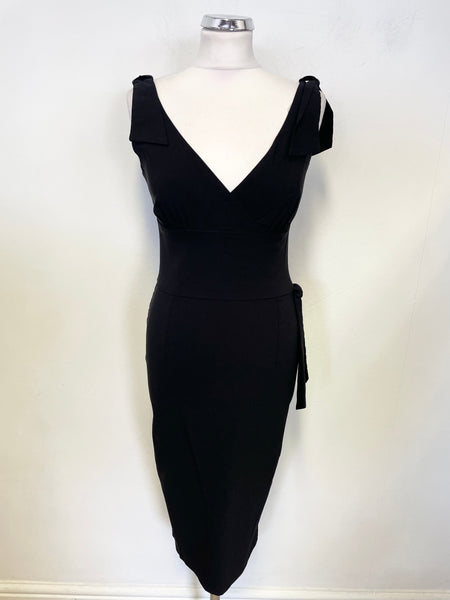 DIVA BLACK TIE TRIMS SLEEVELESS BODYCON DRESS SIZE L