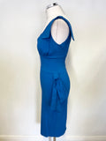 BRAND NEW DIVA CATWALK BLUE V NECK TIE TRIMS SLEEVELESS BODYCON DRESS SIZE M