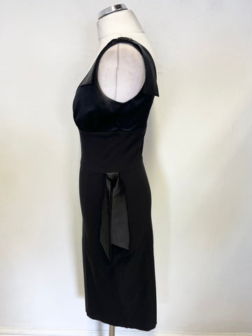 DIVA BLACK SATIN UPPER TIE TRIMS SLEEVELESS BODYCON DRESS SIZE M