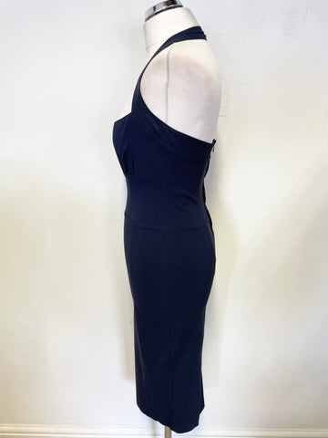 DIVA NAVY BLUE HALTER NECK BODYCON DRESS SIZE L