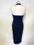 DIVA NAVY BLUE HALTER NECK BODYCON DRESS SIZE L