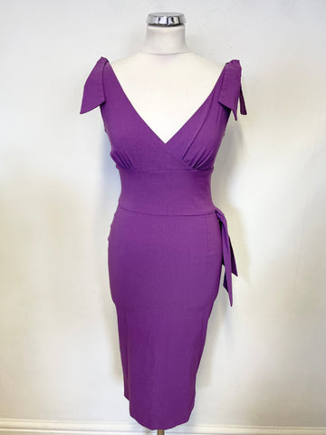 DIVA PURPLE TIE TRIMS SLEEVELESS BODYCON DRESS SIZE L