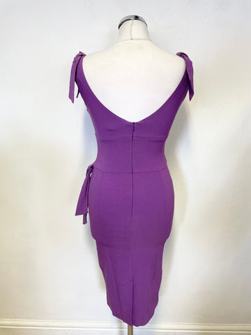 DIVA PURPLE TIE TRIMS SLEEVELESS BODYCON DRESS SIZE L