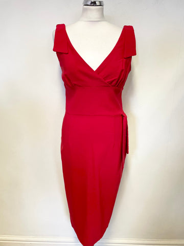 DIVA VINTAGE RED TIE TRIMS SLEEVELESS BODYCON DRESS SIZE L