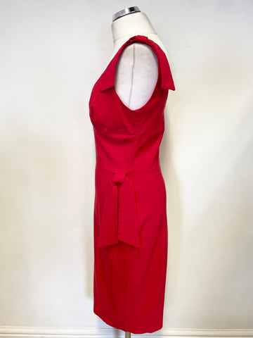 DIVA VINTAGE RED TIE TRIMS SLEEVELESS BODYCON DRESS SIZE L