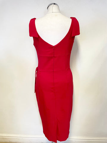 DIVA VINTAGE RED TIE TRIMS SLEEVELESS BODYCON DRESS SIZE L