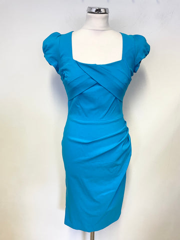 DIVA CATWALK TURQUOISE SHORT SLEEVED BODYCON DRESS SIZE L