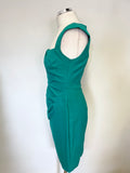 LIPSY GREEN SQUARE NECKLINE SLEEVELESS PENCIL DRESS  SIZE 12