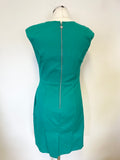 LIPSY GREEN SQUARE NECKLINE SLEEVELESS PENCIL DRESS  SIZE 12