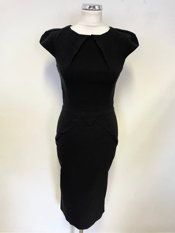 NEW DIVA BLACK CAP SLEEVED STRETCH BODYCON DRESS SIZE 14