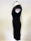 NEW DIVA BLACK CAP SLEEVED STRETCH BODYCON DRESS SIZE 14