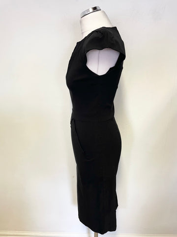 NEW DIVA BLACK CAP SLEEVED STRETCH BODYCON DRESS SIZE 14