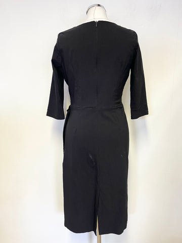 SO COUTURE BLACK V NECK 3/4 SLEEVE TIE SIDE BODYCON DRESS SIZE L